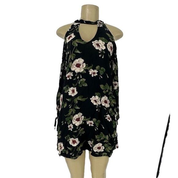 NEW American Eagle XS Women Floral Peekaboo Sleeve Tunic Blouse Choker Neck 6-22 - Picture 1 of 10